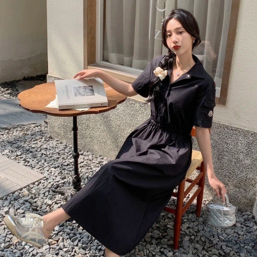 몽클레어 포켓 반팔 원피스