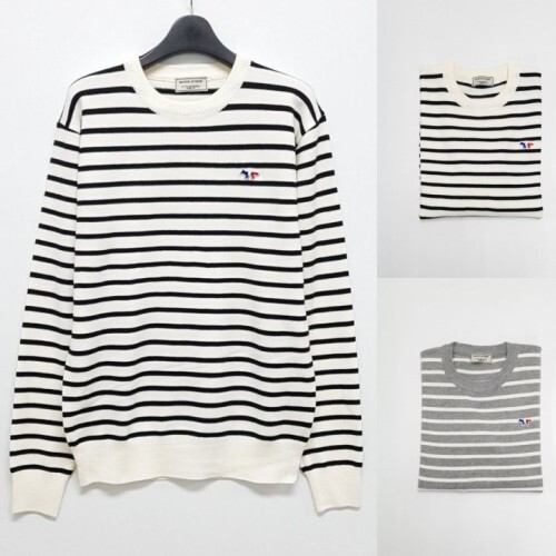 maison kitsun* 메종키츠* 트리컬러 스트라이프 니트