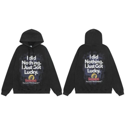 vetements 베트멍 슬로거 프린트 워싱 후드