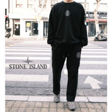 stone islan＊스톤아일랜＊ x 슈프* 리플렉티브 절개 오버핏 쭈리 맨투맨 세미오버핏